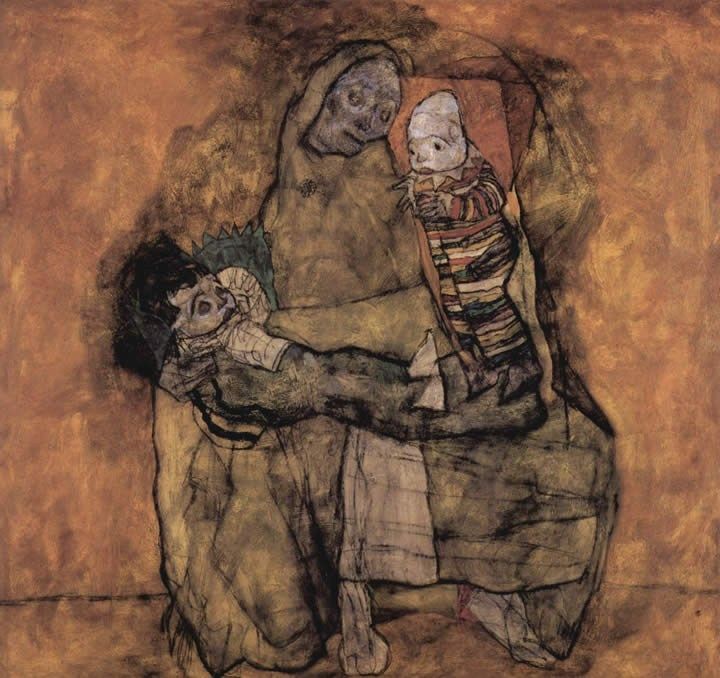 Egon Schiele Mother with two children